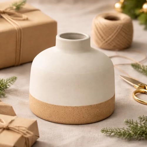 Image of SPHINX Decorative Ceramic Vase, Flower Vase, Pampas Grass Vase, Vase for Money Plant Live Plants, Centrepiece for Home, Office,Gifts - (Small Bottle Two Tone, 5.5 Inches)