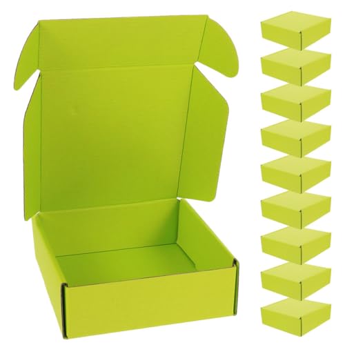 SUPVOX Cajas de Embalaje de Cartón Corrugado 15X15X5 CM 10 Piezas Color Verde Doble Cara Resistentes para Envíos y Mudanzas Uso Oficina y Paquetería Express