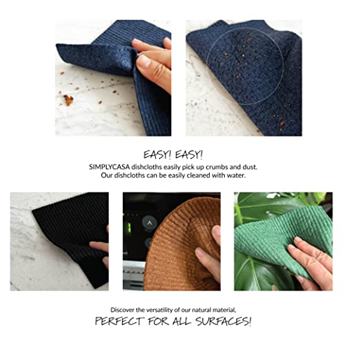 Simplycasa Hand Dyed Dark Color Swedish Dishcloth Sponge Pack Of 5, Eco-Friendly 100% Biodegradable Cellulose Sponge Cleaning Cloths, Kitchen Cloths #TOP2