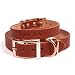 Handmade Personalized Brown Leather Dog Collar with Rose Gold-tone Hardware and FREE Name, Choose Your Font