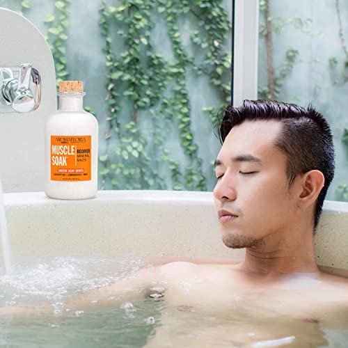 Aromafloria Muscle Soak Recover Mineral Salts - Soaking Recovery For Men & Women - Pain Relief With Ingredients Of Epsom Salt, Mineral Salt, & Essential Oils - Bathe & Relax - Aromatherapy - Naturally Scented - 23 Oz #TOP3