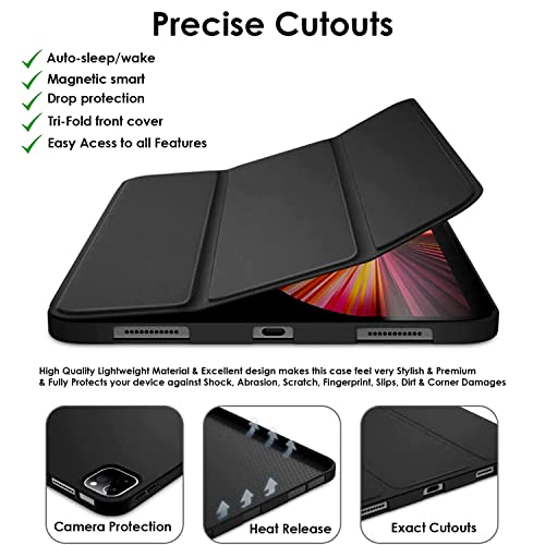 Image of DuraSafe Cases For iPad Pro 11 inch 4th 3rd 2nd Gen Case A2759 MNXE3HN /A MNXD3HN /A A2435 MNXG3HN /A MNXF3HN /A MNXJ3HN /A A2761 A2762 MNXN3HN /A MP553HN /A A2377 MHQR3HN /A MHQT3HN /A A2228 MY232HN /A - Black