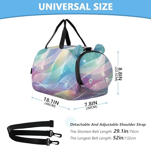 Duffle Bag Kids Gym Bag with Shoes Compartment & Wet Separation Overnight Travel Bag Streamer Flash Rainbow Gradient for Girl Boy3