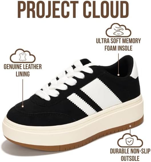 Project Cloud Fashion Platform Sneakers for Kids 2026 - Lightweight Memory Foam Insole Kids Shoes - Durable & Non-Slip Lace up Trendy Platform Kids Sneakers (Little Nita) - Image 3