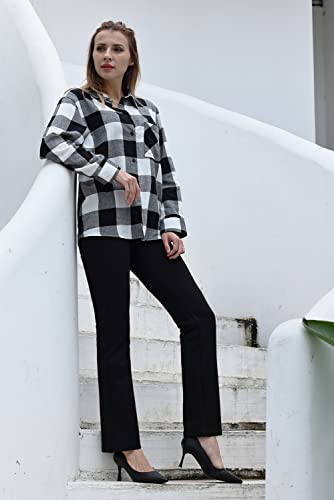 Bamans Women's Bootcut Pull-On Dress Pants Office Business Casual Yoga Work Pants With Key Pocket Straight Leg (Black, Medium) #TOP6