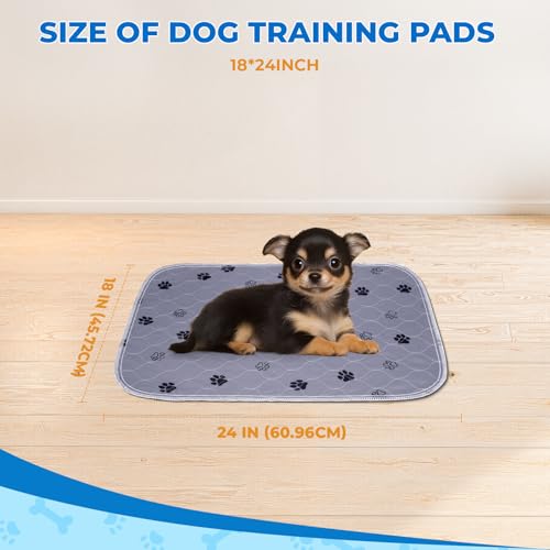 Image of Fostanfly Reusable Puppy Pads, 2 Pack 18 inchx 24 inch Washable Pee Pads for Dogs, Absorbent and Leakproof Wee Wee Mat, Waterproof Non Slip Training Mats for Potty, Crate, Playpen, Bed, Sofa