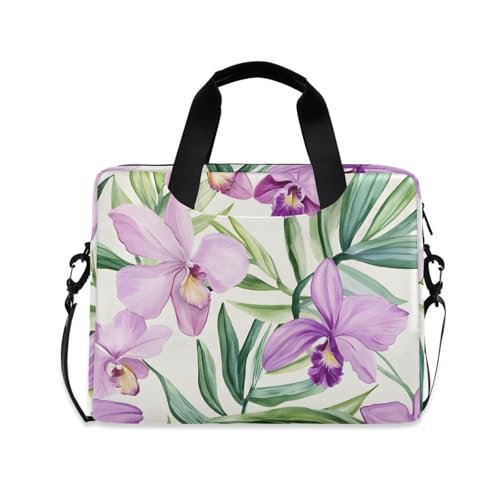 Maletín para portátil con patrón de orquídea Color Púrpura 13-15.6 pulg miniatura 1