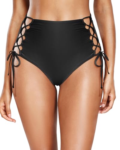 Holipick Women High Waisted Bikini Bottoms Tummy Control Swimsuit Bottoms Tie Side Bathing Suit Swim Bottom