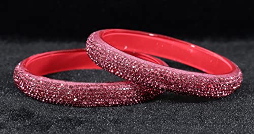 Image of NMII Glass with Zircon Gemstone and Glitter Kada Set For Women and Girls