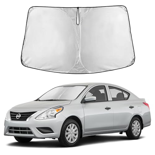 Image of Autovir Windshield Sun Shade Fit for 2012-2017 2018 2019 Nissan Versa Sunshade, Front Car Window Shades Sun Visor, Blocks UV Rays & Heat, Car Accessories