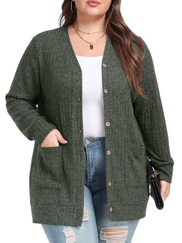 OLRIK Plus Size Christmas Cardigan for Women Long Sleeve Sweater