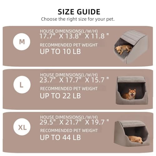 Extra Large Dog Bed House, Cozy Dog House Indoor, Memory Sponge, Plush Dog Cave Bed Crate Cushion with Non-Slip Bottom for Medium Large Dogs (Grey, L) - Image 3