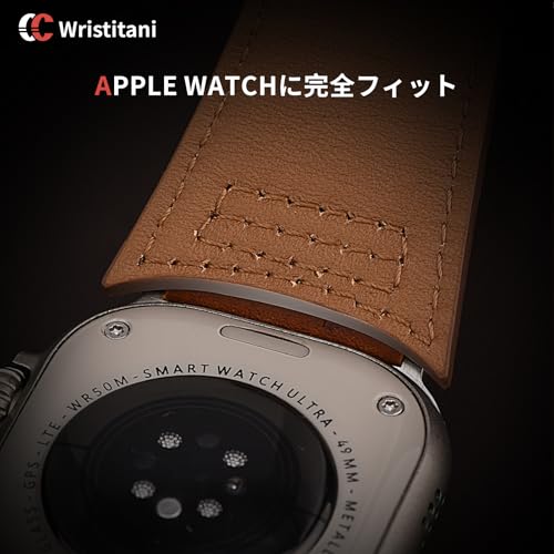 [Wristitani] アップルウォッチ バンド レザー 本革 44mm 45mm 46mm 49mm iWatch Ultra 3/2/1 Series 11 10 9 8 7 SE3 SE2 SE 6 5 4 3 2 1 に対応 交換ストラップ 取付簡単(ダークブラウン/シルバーバックル,44/45/46/49mm)