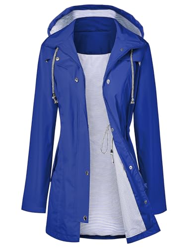 Image of LOMON Raincoat Women Waterproof Long Hooded Trench Coats Lined Windbreaker Travel Jacket S-XXL