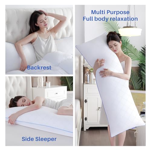 YZ HOME Long Body Pillow for Adults - Firm Body Pillow Insert with Shredded White Memory Foam, Adjustable Height, Soft Support for Side Sleeping, Pregnant Women, Washable