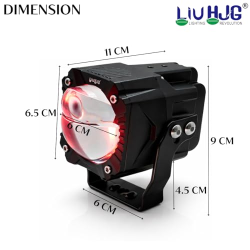 Image of LIU HJG 120W Gorilla Projector Fog Lights Dual Lens | Ultra-Wide LED Driving Fog Lamps | White & Yellow Beam with Red DRL Mode | Universal Fit for Bikes, Cars, Jeep & Thar (Set of 2)