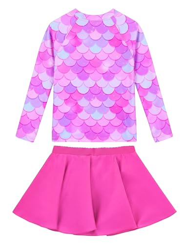 Image of Snowheart Girls Rash Guard Swimsuit Set Long Sleeve Bathing Suit Two Piece 3-12 Years
