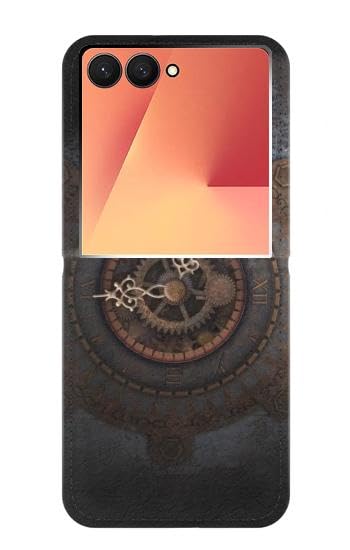 Housse Cuir Samsung Galaxy Z Flip 7 Vintage Clock Etui Flip élégant