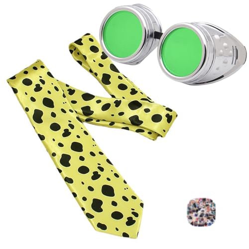 HJYZY Nanami - Gafas retro steampunk, gafas de anime, cosplay, corbata Kento para Halloween, accesorio de disfraz con calcomanías, 12 unidades