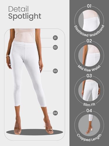Image of GO COLORS Soft Cotton Stretch Cropped Leggings for Women | Breathable, Mid Rise