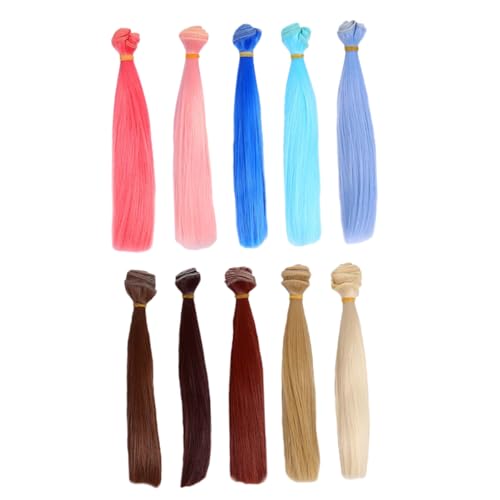 HAPINARY 10 Piezas peluca de muñeca Cabello falso humano peluca rizada cosplay falso peluca para hacer muñecas para niñas cabello artesanal más suave Alambre de alta temperatura