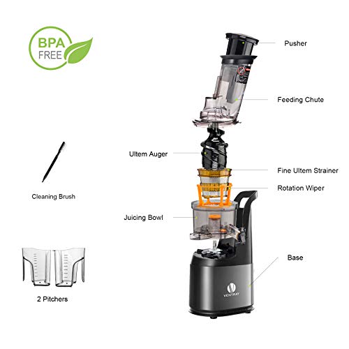 Ventray Slow Press Masticating Juicer,Easy to Clean,BPA Free,Vegetable,Fruits Juice,Compact,Black Ventray Slow Press Masticating Juicer,Easy to Clean,BPA Free,Vegetable,Fruits Juice,Compact,Black