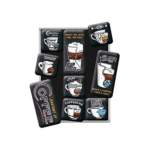 Nostalgic Art Retro Fridge Magnets Anatomy Gift Idea for Coffee Lovers, 9 Stück, Vintage Design