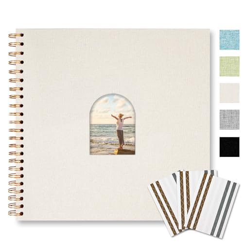 Vienrose 12X12 Inch DIY Scrapbook Album Linen Arch Window Photo