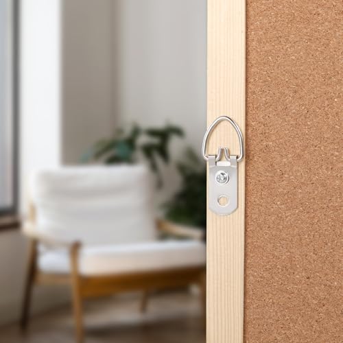 Image of 10 Packs Heavy Duty D Ring Picture Hangers with Screws, Metal Extra Large 2 Holes D Rings Picture Frame Hanging Straps Hook Hardware Kit for Hanging Clock Mirror Artwork Pictures Photo Frame, Silver