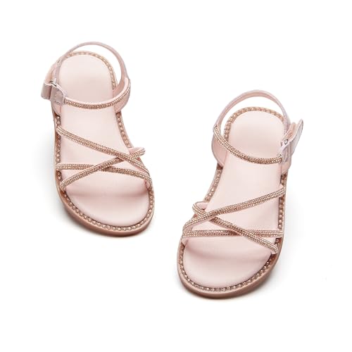 Image of PHIRAMIN Toddler Flower Girl Sandals - Girl Dress Shoes Toddler Little Kid Wedding Party