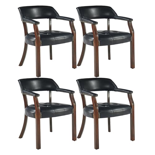 LEEMTORIG Set of 4 Faux Leather Dining Chairs Arms, Dining
