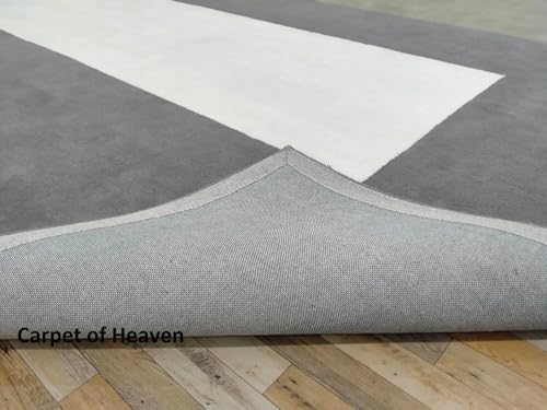 Image of Irregular Shape Handmade Woolen Carpet Grey Colour Size 6x8 feet