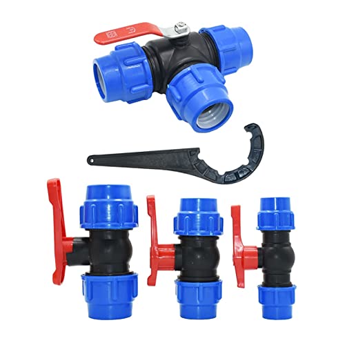 Robinet à tournant sphérique PE 3 voies plastique splitte eau T-Type 50mm