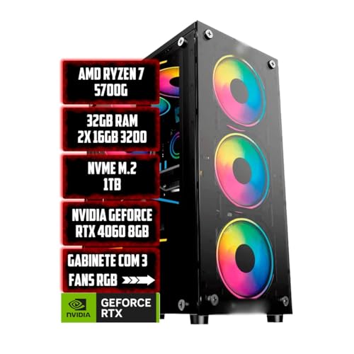 PC Gamer Titan Ryzen 7 5700G, 32GB RAM, SSD NVMe 1TB, RTX 5060 8G...