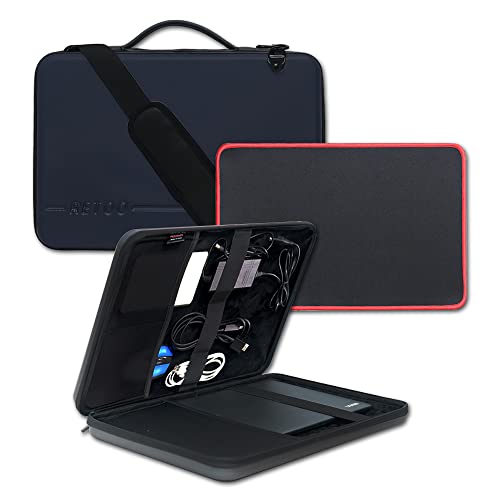 retoo ノートパソコン パソコンケース ハード 13 14 15 15.6 17インチ PCケース パソコンカバー タブレット ケース 耐衝撃 ラップトップ 肩紐 ショルダー 取り外し 軽量 撥水加工 防水 衝撃吸収 パソコンバッグ 通勤 通学 ビジネス (15.6インチ ネイビー)