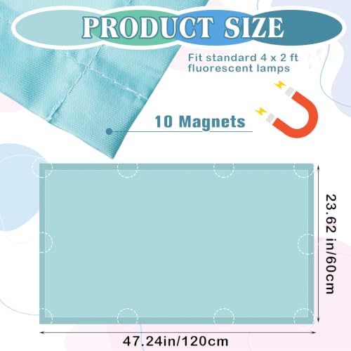 Image of VIHOSE 6 Pcs Fluorescent Light Covers for Ceiling Lights Classroom Magnetic Light Covers Classroom Filters Office School Drop Ceiling, 4 x 2 ft (Blue Green)