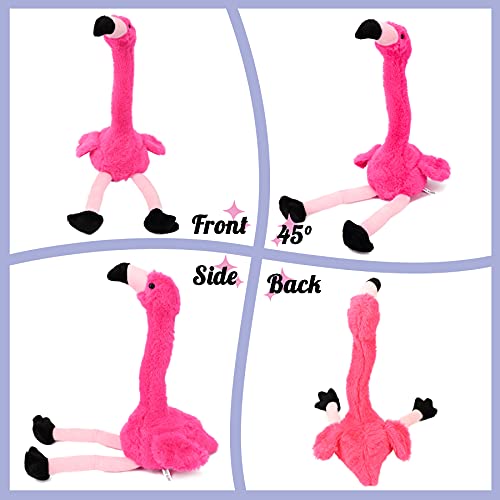 Hopearl Sprechender Flamingo Wiederholt Gesagtes Drehend Elektrisch Interaktiv Animiertes Spielzeug Sprechendes Plüschtier Geschenk für Kleinkinder Geburtstagsfest Urlaub, Rosa, 33 cm