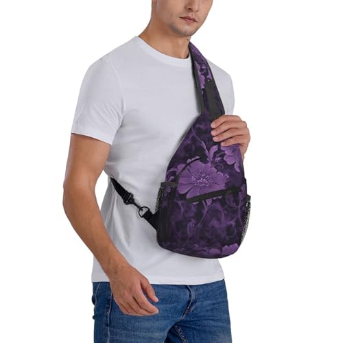 Mochila sling crossbody negra con diseño floral miniatura 7