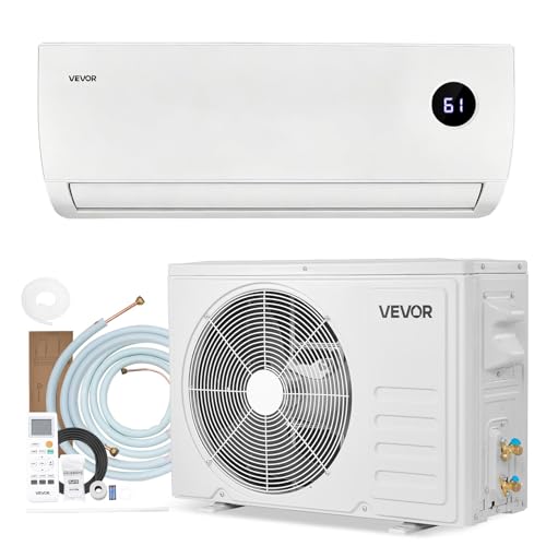 Image of VEVOR Mini Split Air Conditioner, 9000 BTU 115V Fast Cooling & Heating, 19 SEER2 High Efficiency Energy Saving, Quiet Inverter System for 450 Sq.Ft Coverage Area, Easy to Maintain, for Home, Office