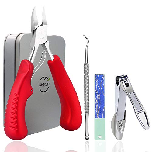 Thick Toenail Clippers Large Nail Clippers for Ingrown & Thick & Professional Podiatrist Toenail Clippers Kits Stainless Steel Big Toenail Clippers with Rubber Handle for Family, Seniors (Red)