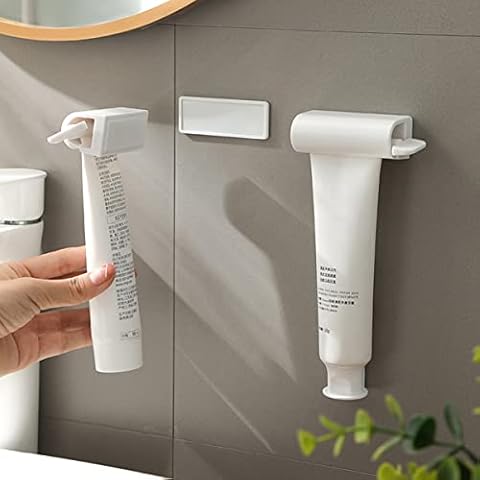 UDQYQ 2PCS Rolling Toothpaste Squeezer Tube Roller Winder with Magnetic and Super Sticky Pad Wall Mounted Tube Squeezer Dispenser Saving Space for Bathroom Cover