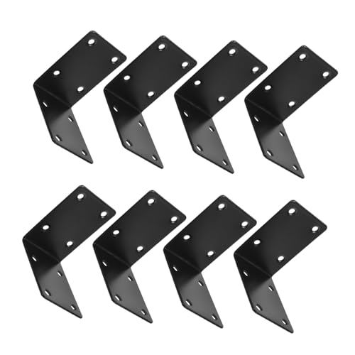 HOUDERCO 8個字型コーナーブラケット 重厚ステンレス製 黒色角具 花壇棚用頑丈支柱 省スペース設計