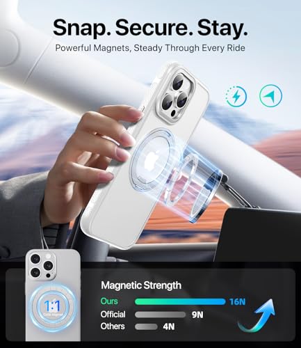 Image of for iPhone 14 Pro Case, Compatible with MagSafe, Slim Shockproof Military-Grade Rugged Protective Case with Stand, Camera Control, Comfort Grip (B-White, iPhone 14 Pro)