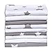 Clevere Kids saugstarke Spucktücher | Flanell Sterne hellgrau | 38x38 | Babytücher | Oeko-TEX (9er Pack 38x38 cm)