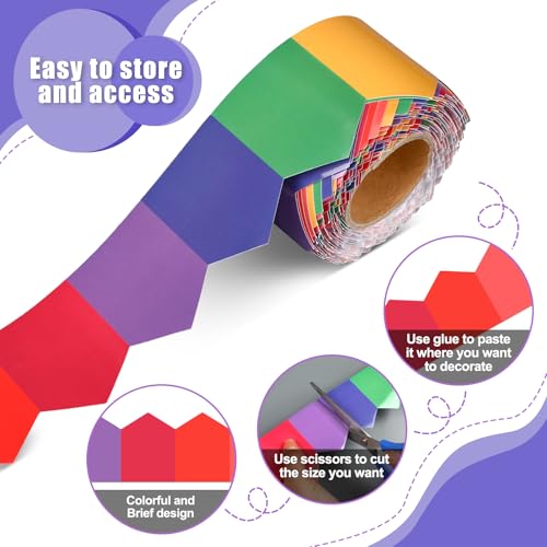 Image of Zonon 65 ft Rainbow Irregular Bulletin Board Border Colorful Rainbow Classroom Decor Irregular Die-Cut Board Border Trim for Back to School Classroom Chalkboard Wall Decoration