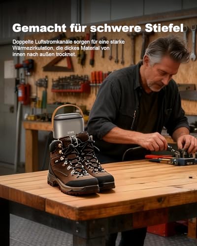 SOTHING Schuhtrockner, Skischuhtrockner mit Ozon-Funktion, 95W Schnelltrocknung, Digitaldisplay, 3 Temperaturstufen, 1-9H Timer, 30 cm ausziehbarem Schlauch, für Schuhe, Stiefel & Sporthandschuhe