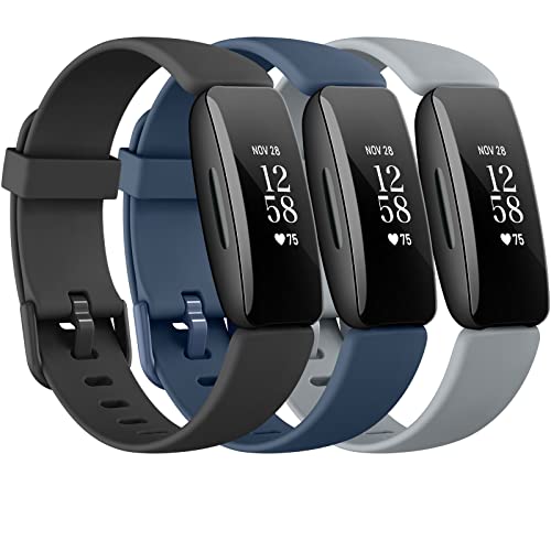 3 Pack Silicone Bands Compatible with Fitbit Inspire 2 Bands for Women Men, Adjustable Replacement...