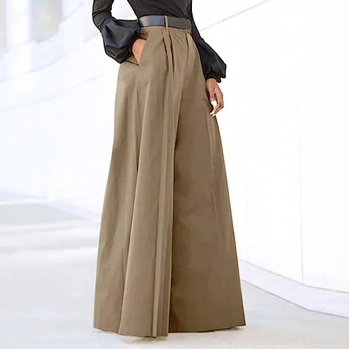 Women Wide Leg Pant Summer Casual Solid Comfy Button Stylish Baggy Trousers Office Business Loose Pants with Pockets3