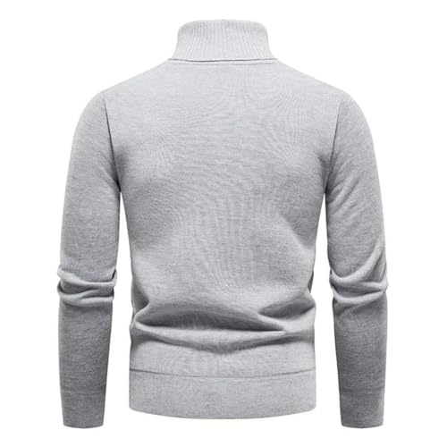 Men's Pullover Sweaters Long Sleeve Vintage Solid Color Warm High Collar Knitted Sweater2