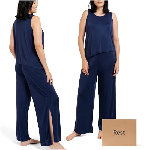 REST Evercool Women Cooling Pajama Set-Breathable Sleepwear for Hot Sleepers, Moisture-Wicking, Quick-Dry, Silky Lounge Set
